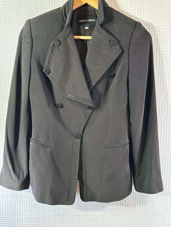Giorgio Armani Vintage Ribbed Double Breasted Blazer Jacket Size 36